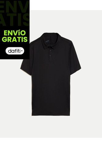 Polo Manga Corta Con Botones  Para Hombre Negro Atmos Atmos