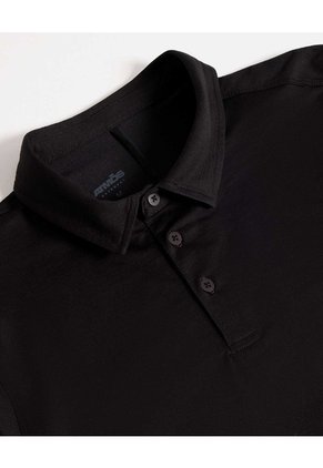 Polo Manga Corta Con Botones  Para Hombre Negro Atmos
