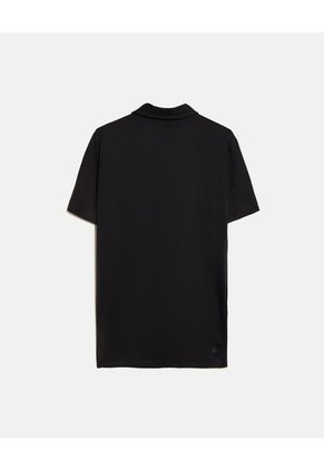 Polo Manga Corta Con Botones  Para Hombre Negro Atmos