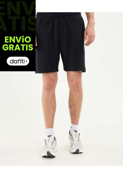 Bermuda Texturizada  Para Hombre Negro Atmos