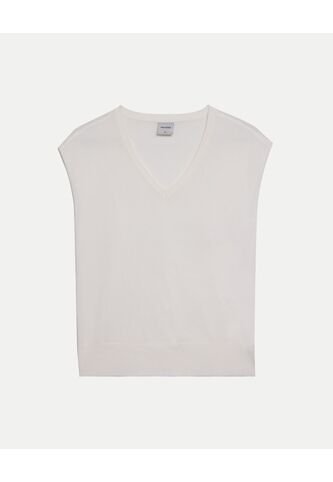 Camiseta  Para Mujer Manga Sisa Cuello V Color Blanco Marca Atmos #31090332 Atmos