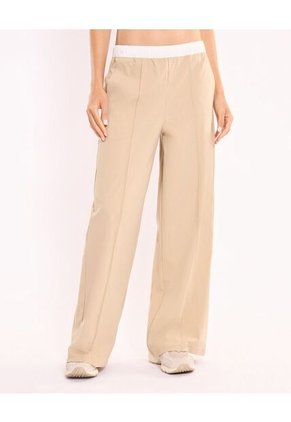 Pantalón Amplio Alotech Con Pretina  Para Mujer Beige Atmos