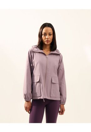 Chaqueta Rompevientos Oversize Con Capota Para Mujer Lila Atmos
