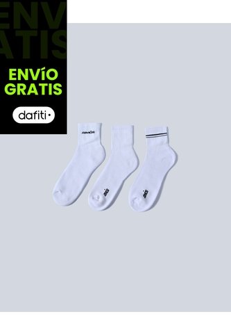 Pack X3 Medias Caña Media En Algodón  Para Hombre Blanco Atmos Atmos
