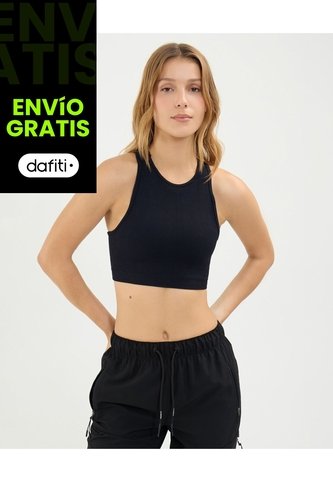 Top Seamless Cuello Halter  Para Mujer Negro Atmos Atmos