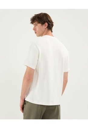 Camiseta Regular Fit Manga Corta Texturizada Para Hombre Blanco Atmos