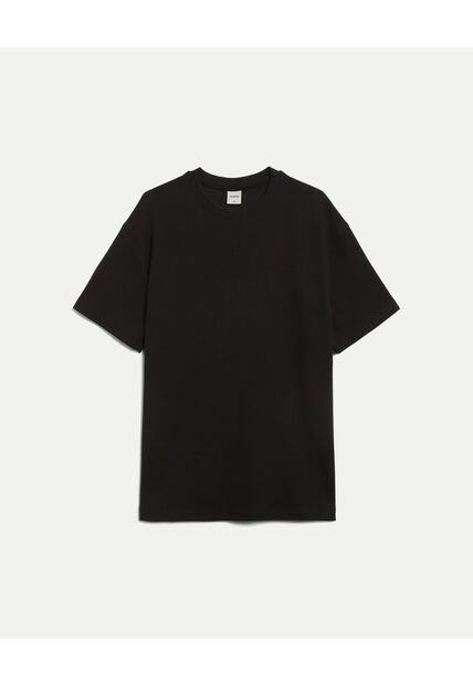 Camiseta Regular Fit Manga Corta Texturizada  Para Hombre Negro Atmos