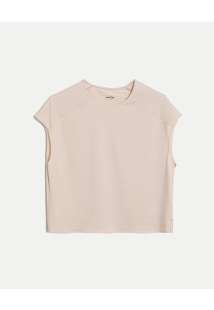 Camiseta  Para Mujer Manga Corta Cuello Redondo Color Beige Marca Atmos #31090342