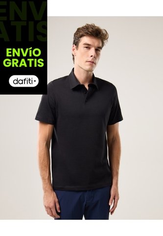 Polo Manga Corta Algodón  Para Hombre Negro Atmos Atmos