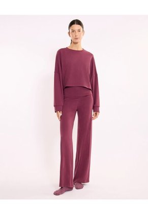 Buzo Cuello Redondo Amplio Lofi  Para Mujer Vino Atmos
