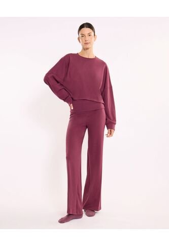 Pantalón Silueta Relajada Pretina Cruzada  Para Mujer Vino Atmos Atmos