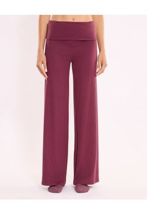 Pantalón Silueta Relajada Pretina Cruzada  Para Mujer Vino Atmos