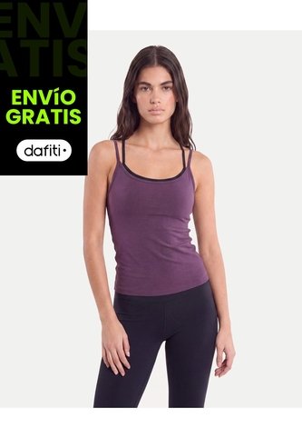 Camiseta Tank Doble Top Contraste Aerius Skin  Para Mujer Morado Atmos Atmos