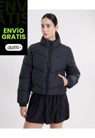 Chaqueta Acolchada Cuello Alto  Para Mujer Negro Atmos Atmos