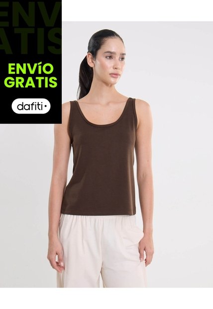 Camiseta Sin Mangas Ligera Plush  Para Mujer Café Atmos