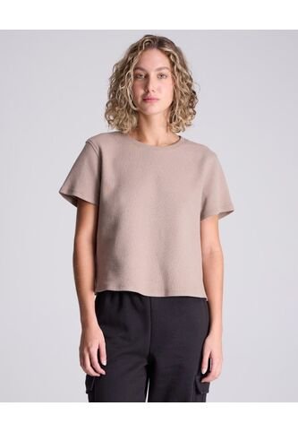 Camiseta Para Mujer Manga Corta Cuello Redondo Color Café Claro Marca Atmos #31090195 Atmos