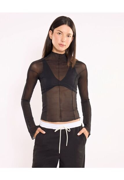 Camiseta Para Mujer Manga Larga Cuello Redondo Color Negro Marca Atmos #31090340