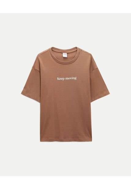 Camiseta Para Hombre Manga Corta Cuello Redondo Color Café Marca Atmos #32090247