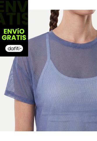 Camiseta Manga Corta En Mesh  Para Mujer Azul Atmos Atmos