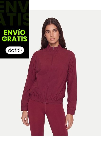 Chaqueta Deportiva Microperforada  Para Mujer Vino Atmos