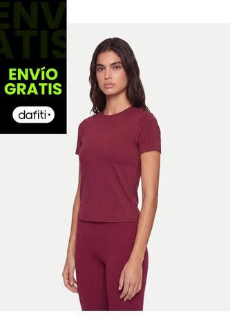 Camiseta Manga Corta Boxy  Para Mujer Vino Atmos Atmos