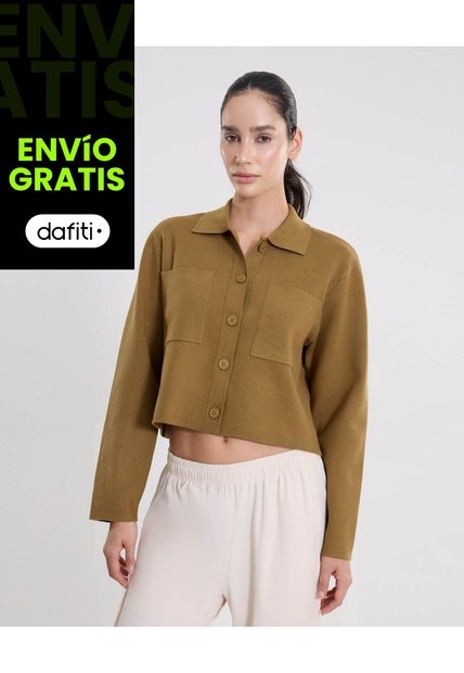 Saco Corto Abierto Con Bolsillos  Para Mujer Verde Atmos