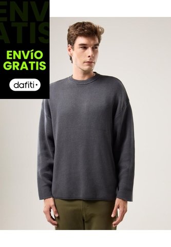 Saco Cuello Redondo Tejido  Para Hombre Gris Atmos Atmos