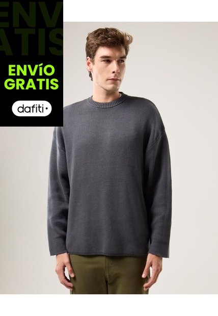 Saco Cuello Redondo Tejido  Para Hombre Gris Atmos