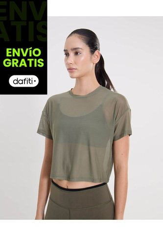 Camiseta Manga Corta En Mesh Para Mujer  Deportiva  Color Verde Marca Atmos Atmos