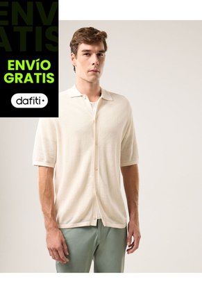 Polo Tejida Básica Para Hombre Crema Atmos