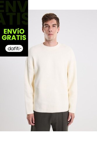 Saco Cuello Redondo Tejido  Para Hombre Crema Atmos Atmos