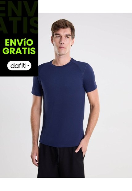 Camiseta Manga Corta Regular Fit Flatseamer  Para Hombre Azul Atmos