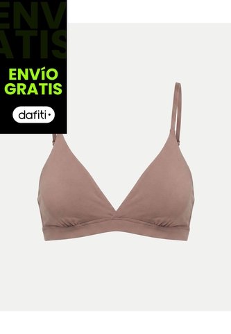 Top Triangular Cruzado Microfibra X1 Para Mujer Café Atmos Atmos