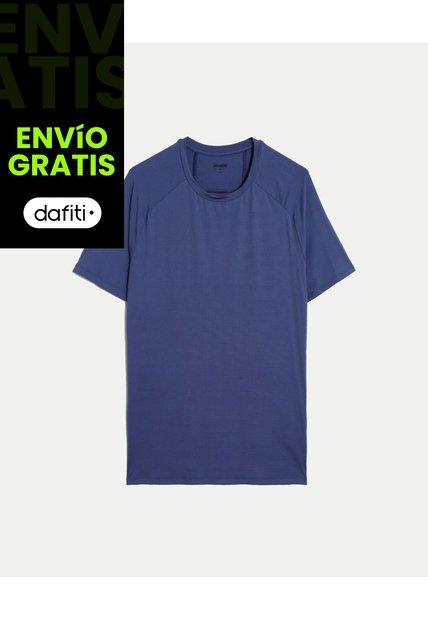 Camiseta Regular Fit Corte Angular  Para Hombre Azul Atmos
