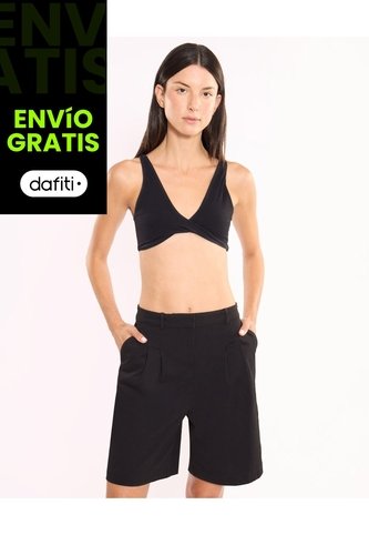 Top Fruncido En El Frente  Para Mujer Negro Atmos Atmos