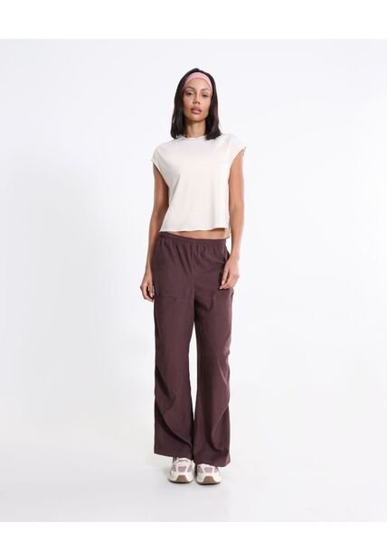 Camiseta  Para Mujer Manga Corta Cuello Redondo Color Beige Marca Atmos #31090342