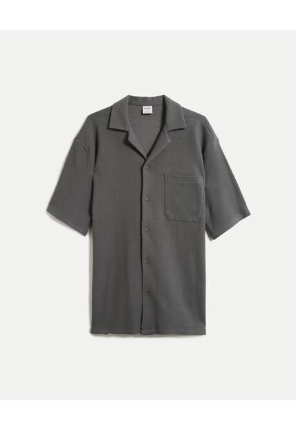 Camisa Para Hombre Sobrecamisa Manga Corta Color Gris Marca Atmos #32010002