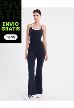 Camiseta Tank Doble Top Contraste Aerius Skin Para Mujer Deportiva Color Negro Marca Atmos