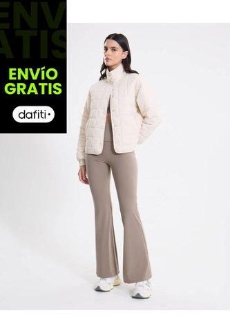 Chaqueta Acolchada Corta Cuello Alto Para Mujer  Deportiva  Color Beige Marca Atmos Atmos