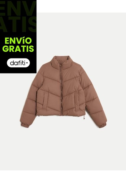 Chaqueta Acolchada Cuello Alto Para Mujer  Deportiva  Color Café Marca Atmos