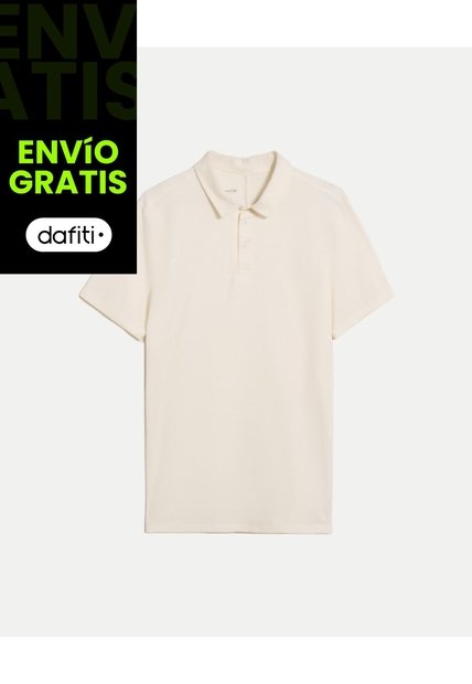 Polo Manga Corta Con Botones  Para Hombre Blanco Atmos