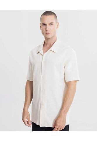 Camisa Oversize Texturizada  Para Hombre Beige Atmos Atmos