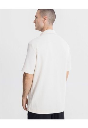 Camisa Oversize Texturizada  Para Hombre Beige Atmos