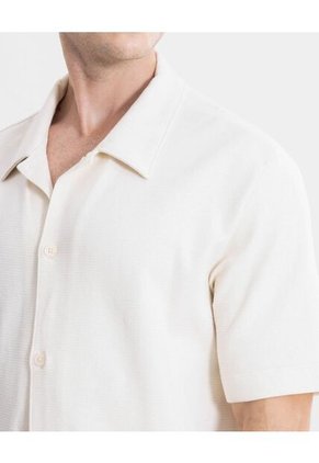 Camisa Oversize Texturizada  Para Hombre Beige Atmos