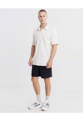 Camisa Oversize Texturizada  Para Hombre Beige Atmos