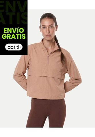 Chaqueta Rompevientos Cuello Alto Para Mujer  Deportiva  Color Camel Marca Atmos Atmos