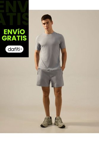 Camiseta Manga Corta Con Reflectivo Posterior  Para Hombre Gris Atmos Atmos