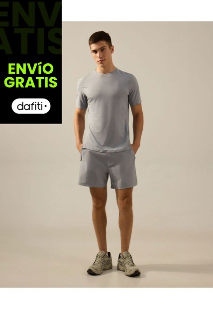 Camiseta Manga Corta Con Reflectivo Posterior  Para Hombre Gris Atmos