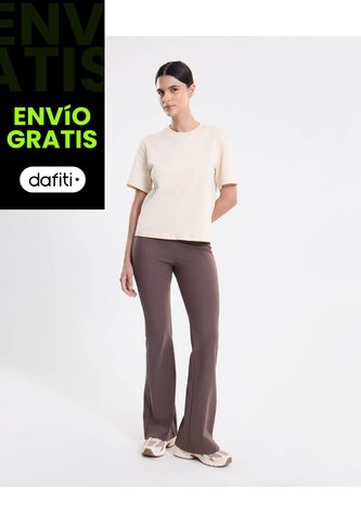 Camiseta Manga Corta Amplia Esencial Para Mujer  Deportiva  Color Beige Marca Atmos Atmos