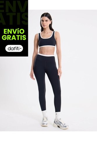 Top Soporte Medio Cortes Contraste  Para Mujer Negro Atmos Atmos